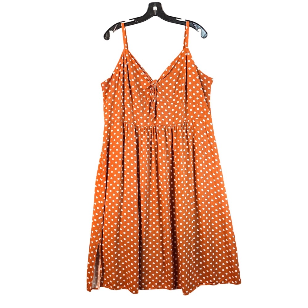City Chic Polka Dot Tie Front Midi Dress‎ Size 20 Plus Size Burnt Orange